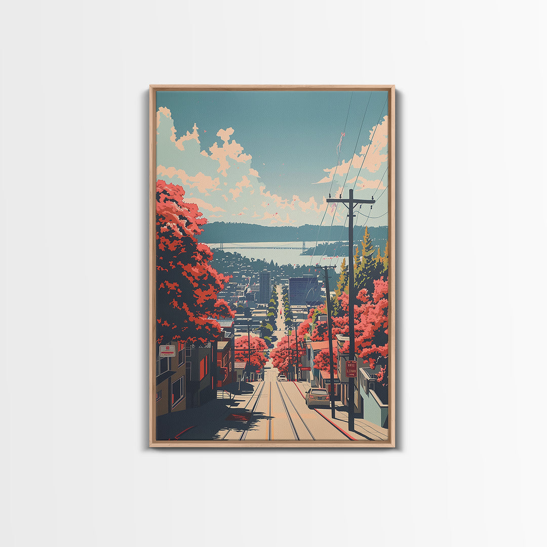 Daly City Travel Poster, Framed Canvas Print, Retro Travel Poster, City Wall Art, Landscape Art, Travel Art Print, Colorful Wall Art