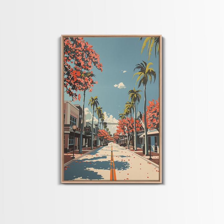 Davie Travel Poster, Framed Canvas Print, Retro Travel Poster, City Wall Art, Retro Travel Print, Wanderlust Gift, City Illustration
