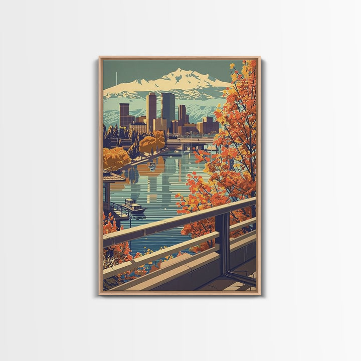 Denver Travel Poster, Framed Canvas Print, Vintage Travel Print, City Wall Art, Gallery Wall Set, Travel Wall Art, Minimalist Poster