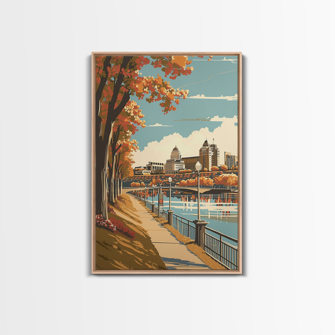 Des Moines Travel Poster, Canvas Print, City Art Print, Travel Wall Art, Minimalist Poster, Travel Prints, Retro Wall Art, Art Print