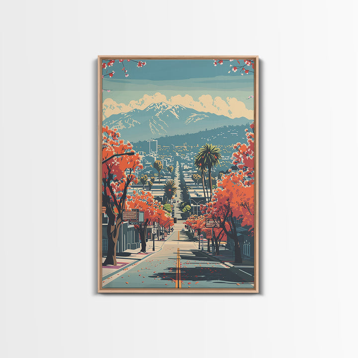 El Monte Travel Poster, Framed Canvas Print, City Travel Poster, Travel Wall Art, Watercolor Cityscape, City Illustration, Art Print