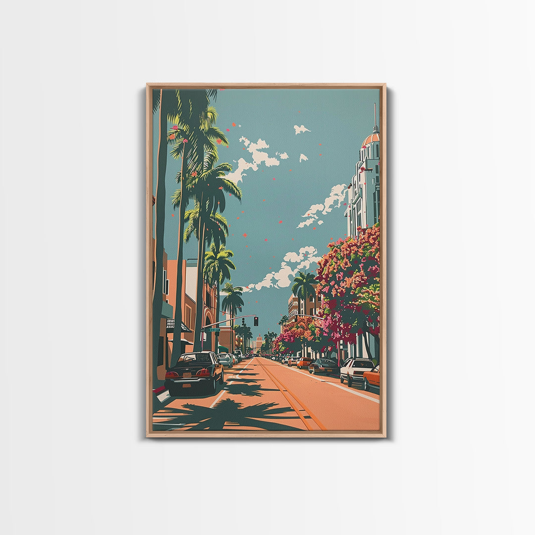 Hollywood Travel Poster, Canvas Print, City Travel Poster, Travel Wall Art, Wanderlust Gift, Minimalist Poster, Living Room Wall Art