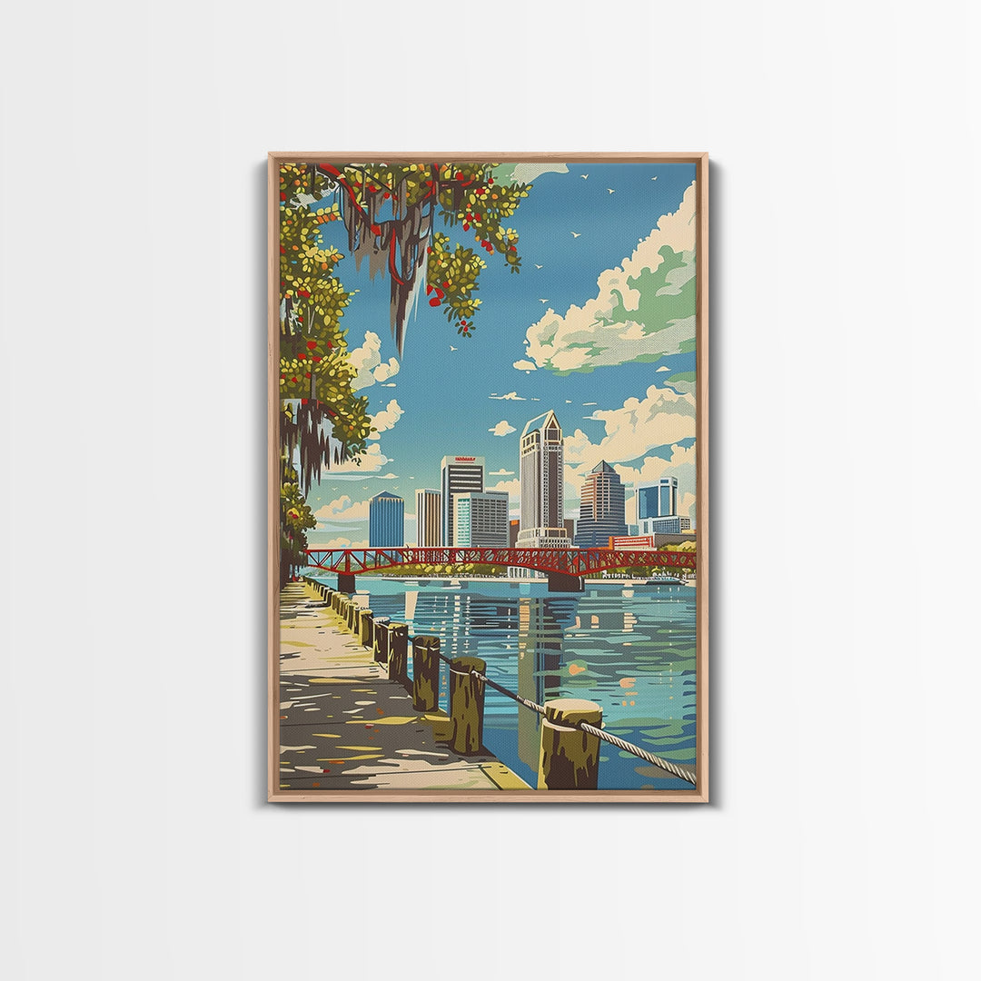 Jacksonville Travel Poster, Framed Canvas Print, City Travel Poster, Travel Wall Decor, Travel Art Print, City Art Print, Poster Art