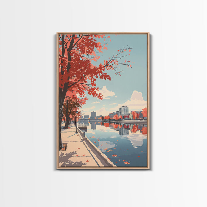 Lansing Travel Poster, Framed Canvas Print, Travel Prints, Landscape Art, Art Print, Gallery Wall Set, Poster Print, Wanderlust Gift