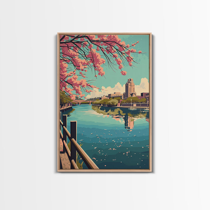 Little Rock Travel Poster, Framed Canvas Print, Retro Travel Poster, City Wall Art, Retro Wall Art, Living Room Wall Art, Home Decor
