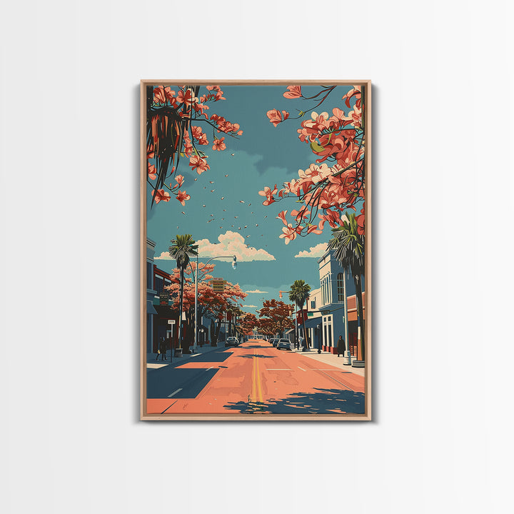 McAllen Travel Poster, Framed Canvas Print, City Art Print, Travel Wall Art, Landscape Art, Mid Century Wall Art, Retro Travel Print