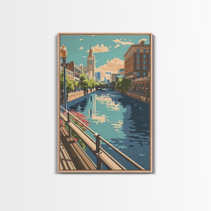 Milwaukee Travel Poster, Framed Canvas Print, Travel Wall Art, City Wall Art, City Travel Poster, Travel Print, Vintage Travel Print