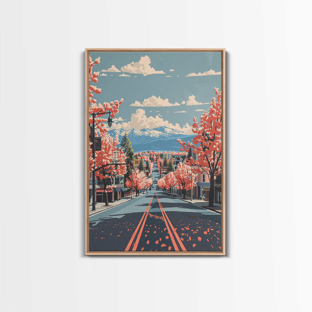 Nampa Travel Poster, Framed Canvas Print, Retro Travel Poster, City Wall Art, Watercolor Cityscape, Travel Prints, Modern Wall Decor