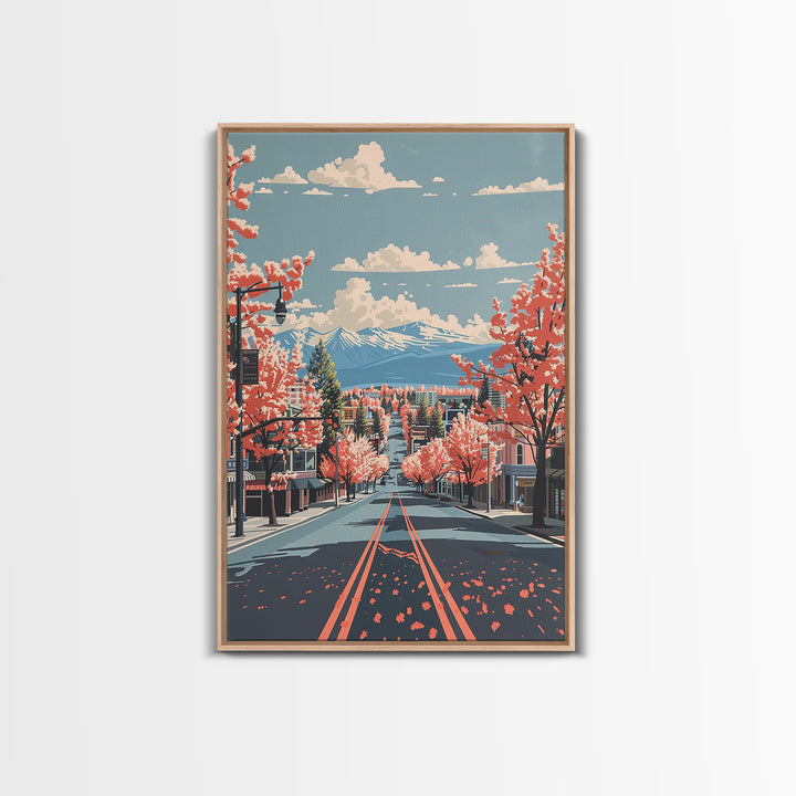 Nampa Travel Poster, Framed Canvas Print, Retro Travel Poster, City Wall Art, Watercolor Cityscape, Travel Prints, Modern Wall Decor