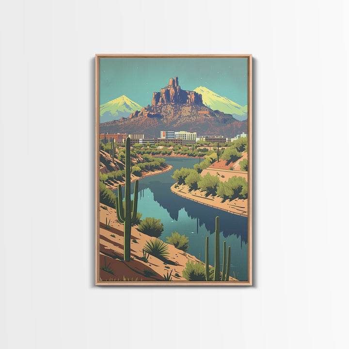 Peoria Travel Poster, Framed Canvas Print, Travel Prints, Landscape Art, Vintage Travel Print, City Illustration, City Travel Poster