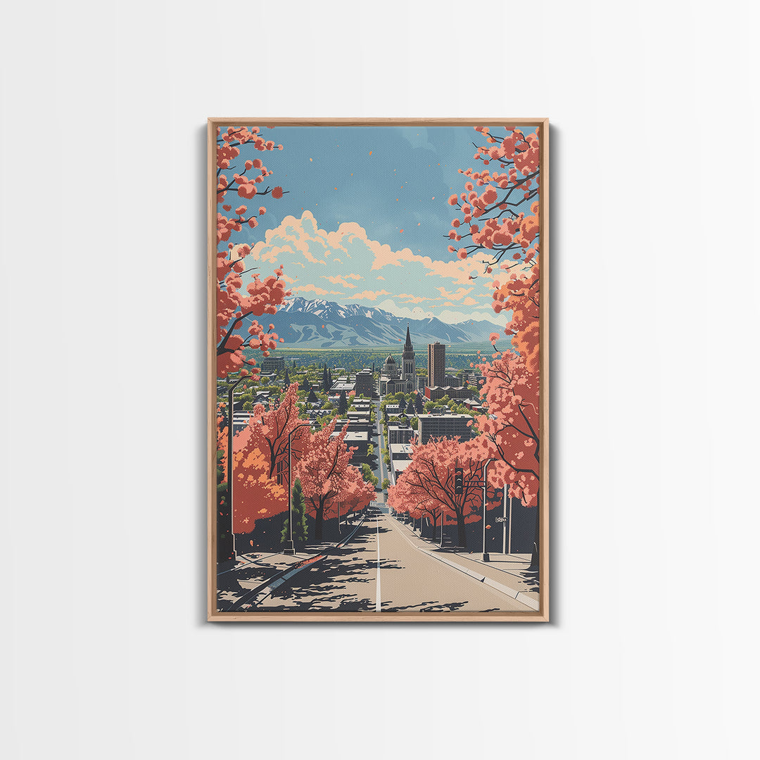 Provo Travel Poster, Framed Canvas Print, City Travel Poster, Vintage City Poster, Landscape Art, Vintage Travel Art, Vintage Travel