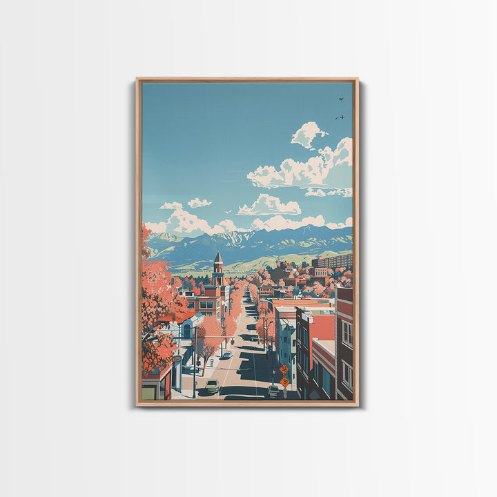 Pueblo Travel Poster, Framed Canvas Print, Travel Wall Decor, Minimalist Poster, City Art Print, City Illustration, Travel Art Print