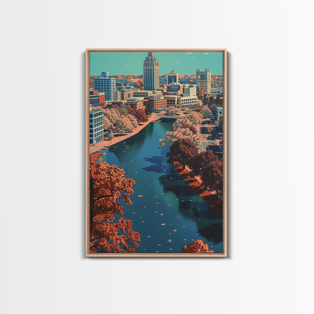 Raleigh Travel Poster, Framed Canvas Print, Travel Art Print, Modern Wall Decor, Home Office Decor, Travel Posters, Gallery Wall Set