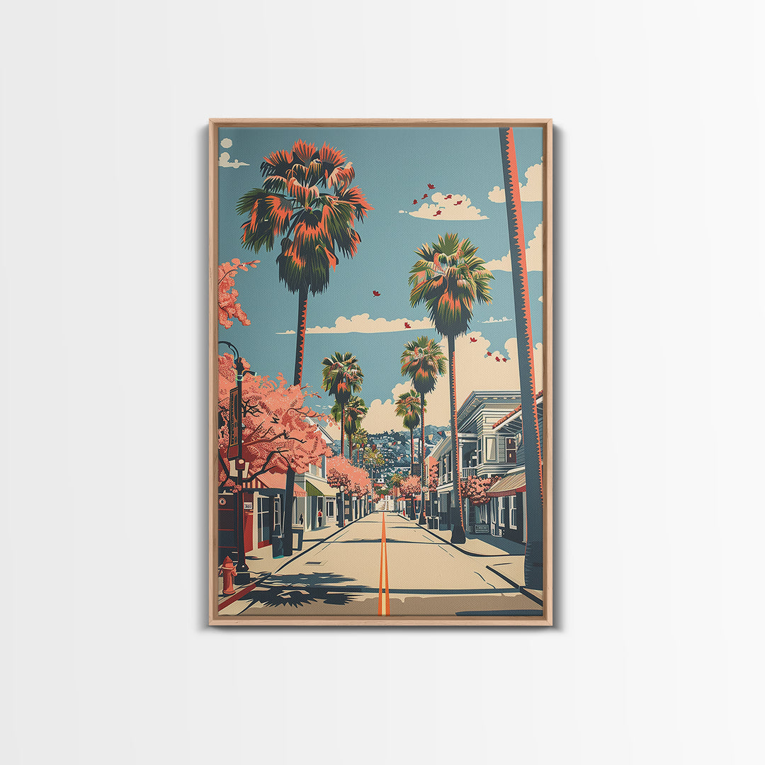 Santa Maria Travel Poster, Canvas Print, City Art Print, Travel Wall Art, Living Room Wall Art, Fine Art Print, Mid Century Wall Art
