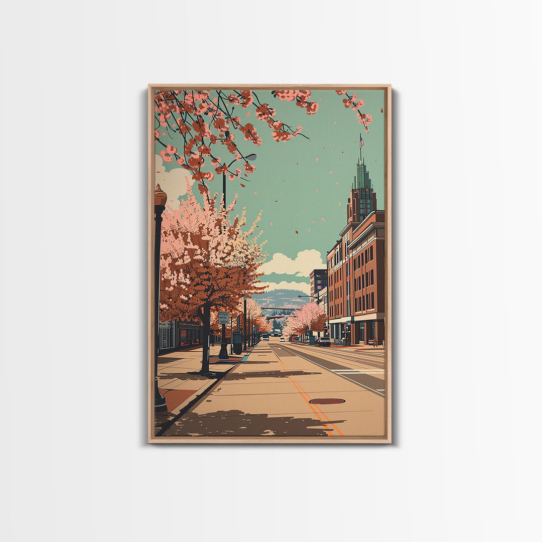 Spokane Travel Poster, Framed Canvas Print, City Travel Poster, Travel Wall Decor, Travel Wall Art, Modern Wall Decor, Travel Prints