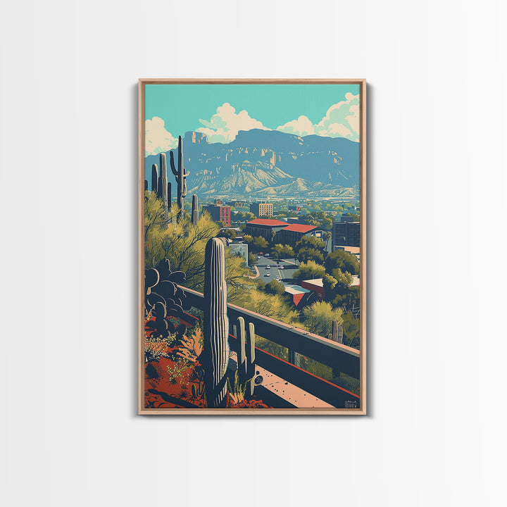 Tucson Travel Poster, Canvas Print, Retro Travel Poster, City Wall Art, City Illustration, Vintage City Poster, Living Room Wall Art