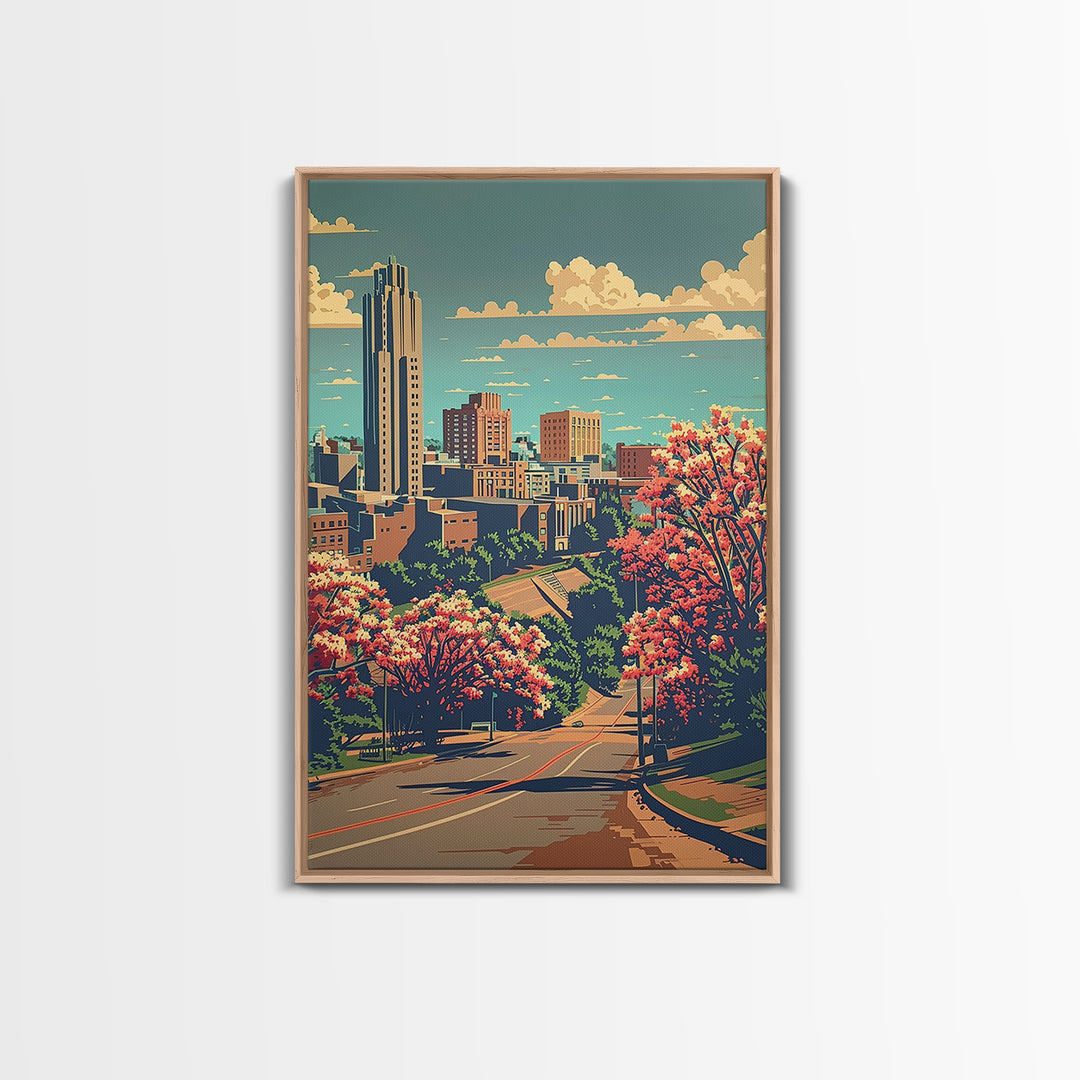 Tulsa Travel Poster, Framed Canvas Print, City Travel Poster, Travel Wall Art, Living Room Wall Art, Retro Travel Poster, Home Decor