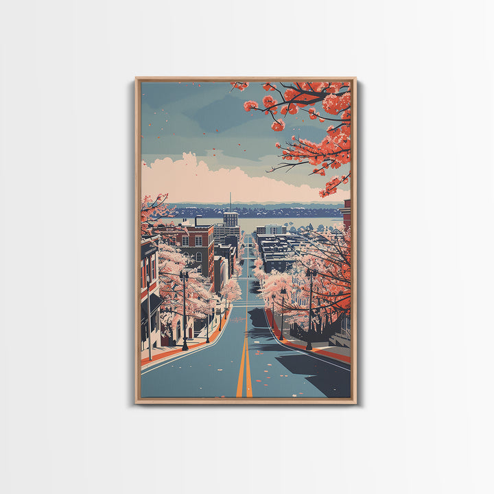 Tuscaloosa Travel Poster, Framed Canvas Print, Retro Wall Art, Travel Print, Vintage Travel, Vintage City Poster, City Travel Poster
