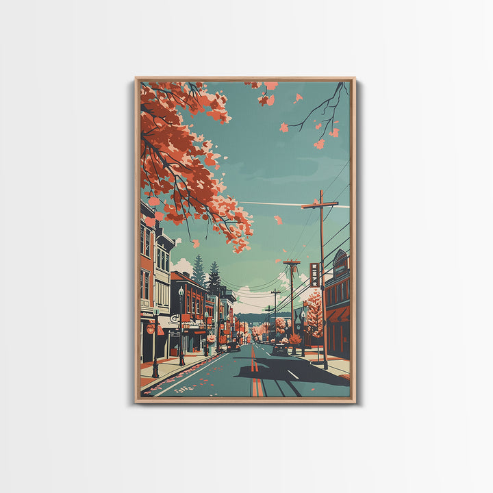 Warren Travel Poster, Framed Canvas Print, City Travel Poster, Travel Wall Art, Modern Wall Decor, City Wall Art, Retro Travel Print
