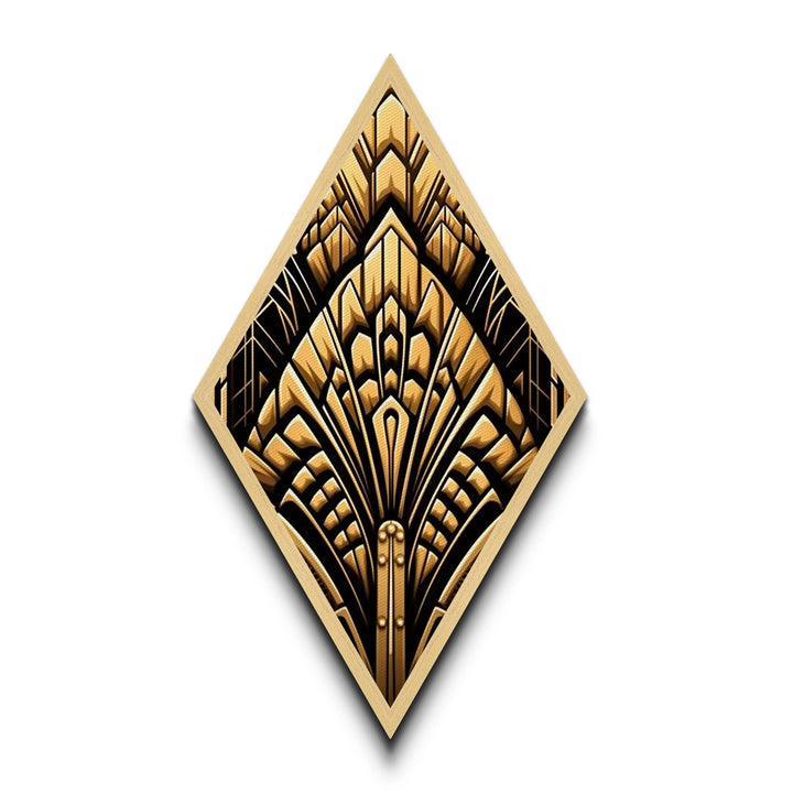 Deco Gold Fanburst – Diamond Shaped Canvas Textured Print Art Deco Wall Decor, Bold Glamorous Geometric Gold Pattern, Great Gatsby Accent