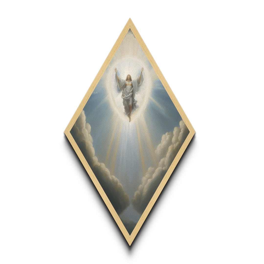 Angel Painting Print, Diamond Shaped Wall Art, Christian Decor, Angelic Art, Canvas Embossed Art Print