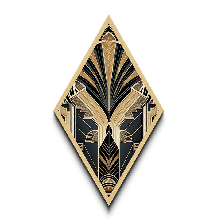Art Deco Wall art | Framed Canvas Print | Art Deco | Gold & green art | Beautiful art | Midcentury Modern | Diamond Shaped