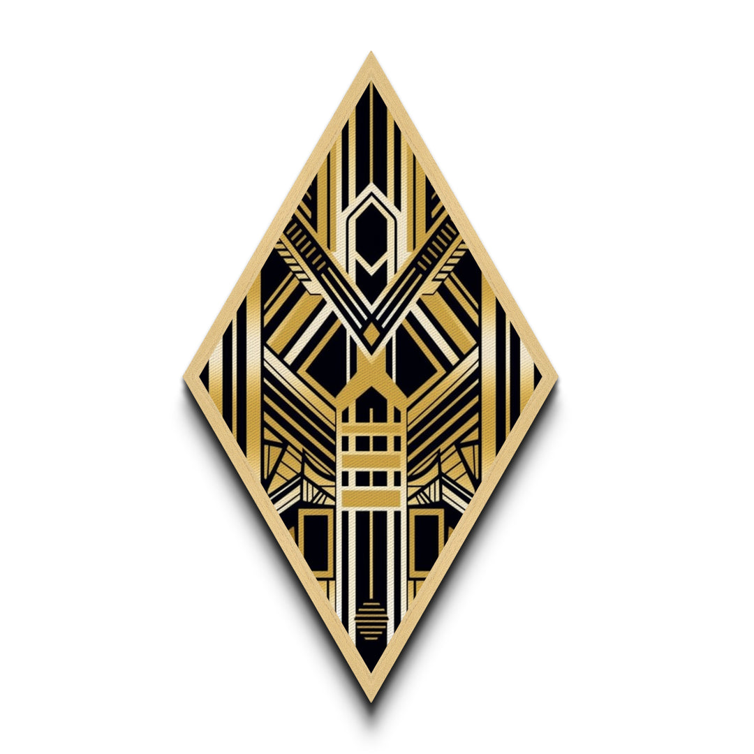 Black and Gold Diamond Shaped Art Deco Canvas Textured Art Print, Diamoned Shaped Wall Art, Retro Style Home Decor
