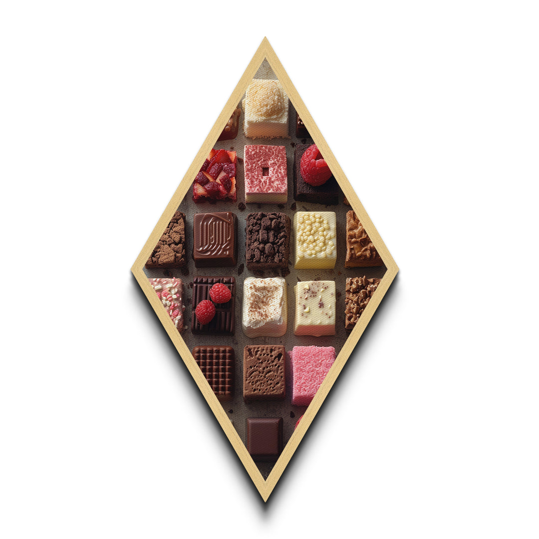 Funky Kitchen Decor, Chocolate Photography Style Print, Diamond Shaped Art, Canvas Embossed Art, Kitchen Wall Art