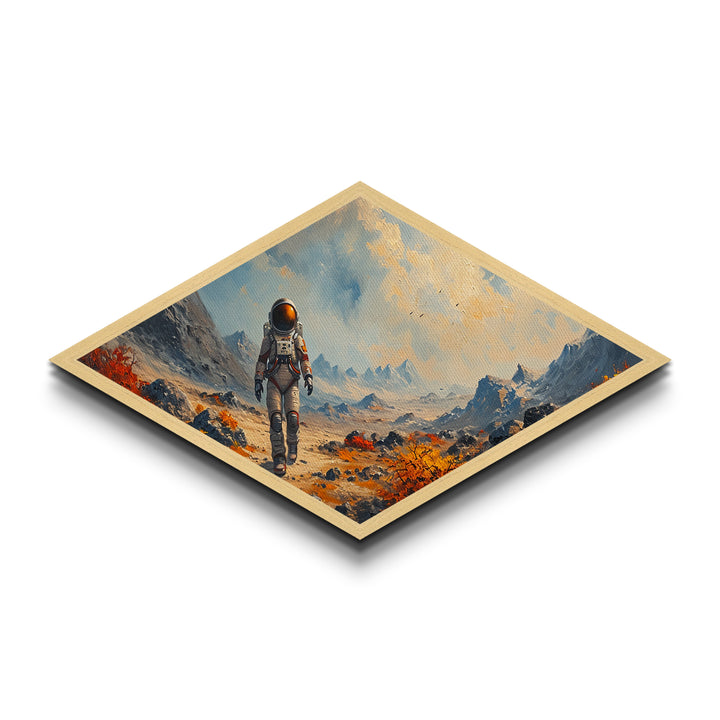 Astronaut Frontier Journey Diamond Shaped Canvas Textured Print space exploration art sci-fi galaxy wall art gift idea
