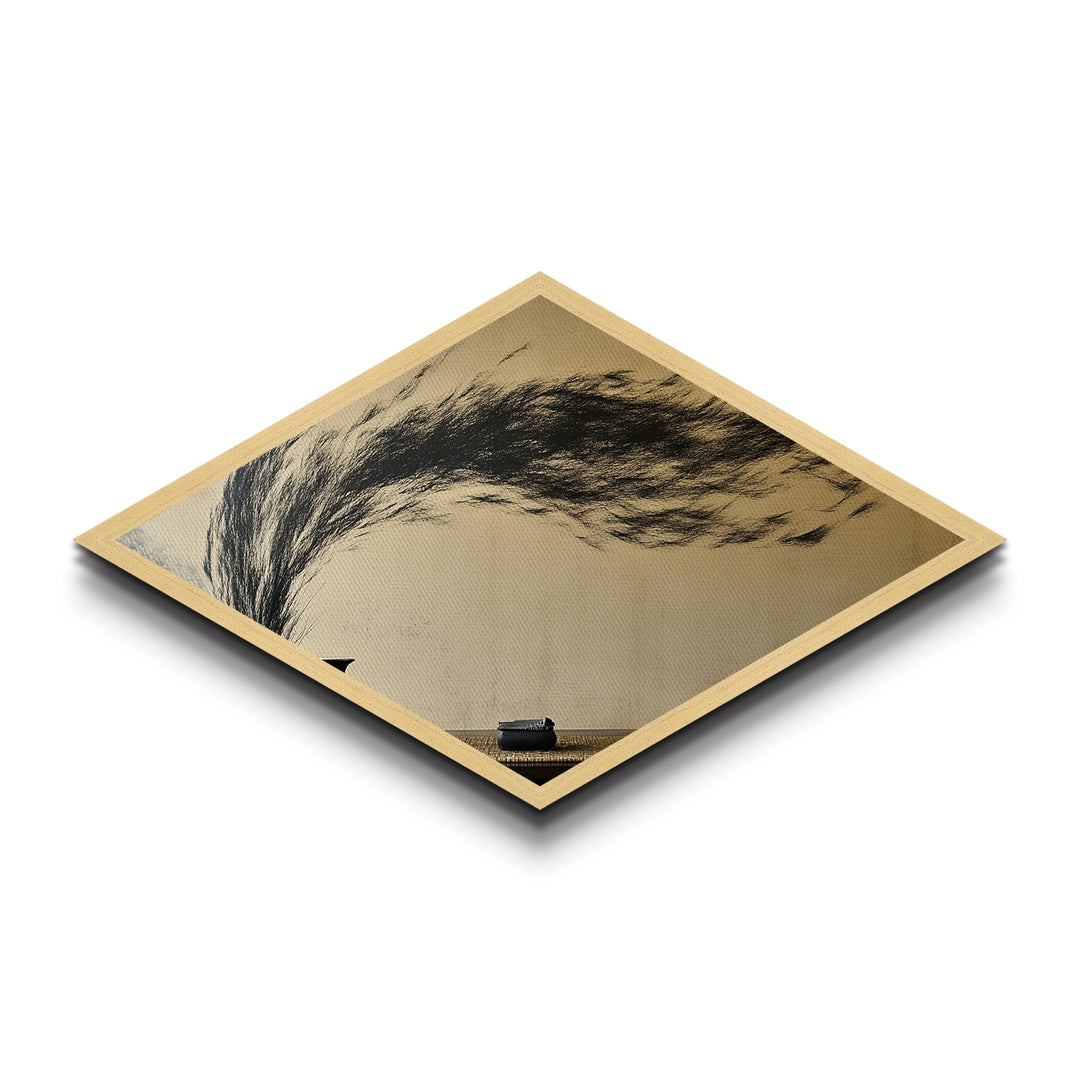 Tea Spirit Wind Diamond Shaped Canvas Art Print Abstract Ink Flow Minimalist Asian Zen Decor Calming Dining Room Centerpiece Wall Style