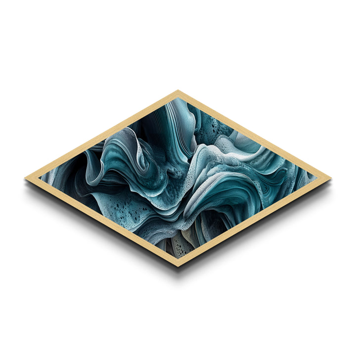 Oceanic Swirl Dream Diamond Shaped Canvas Art Print Aqua Abstract Texture Movement Coastal Blue Decor Modern Bedroom Nautical Accent