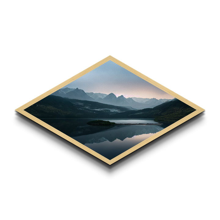 Landscape Painting Print - Diamond Shaped Wall Art - Embossed Canvas Texture Art Print - Moody Wall Art - Modern Home Decor