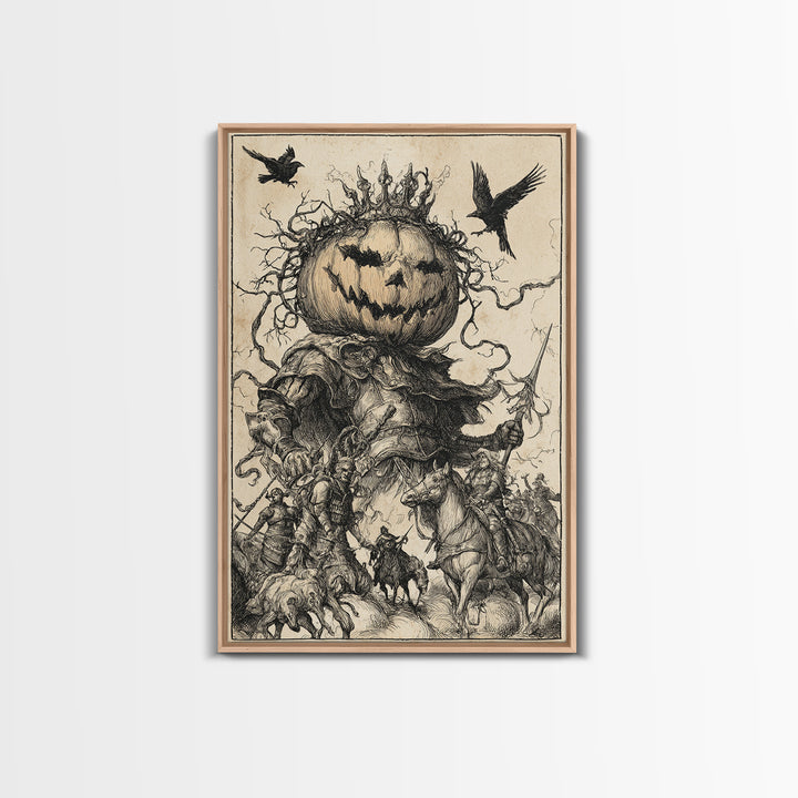 The Jack-O'-Lantern King, Renaissance Engraving Art, Vertical Wall Art, Gothic Horror Wall Art, Canvas Print, Halloween Wall Art