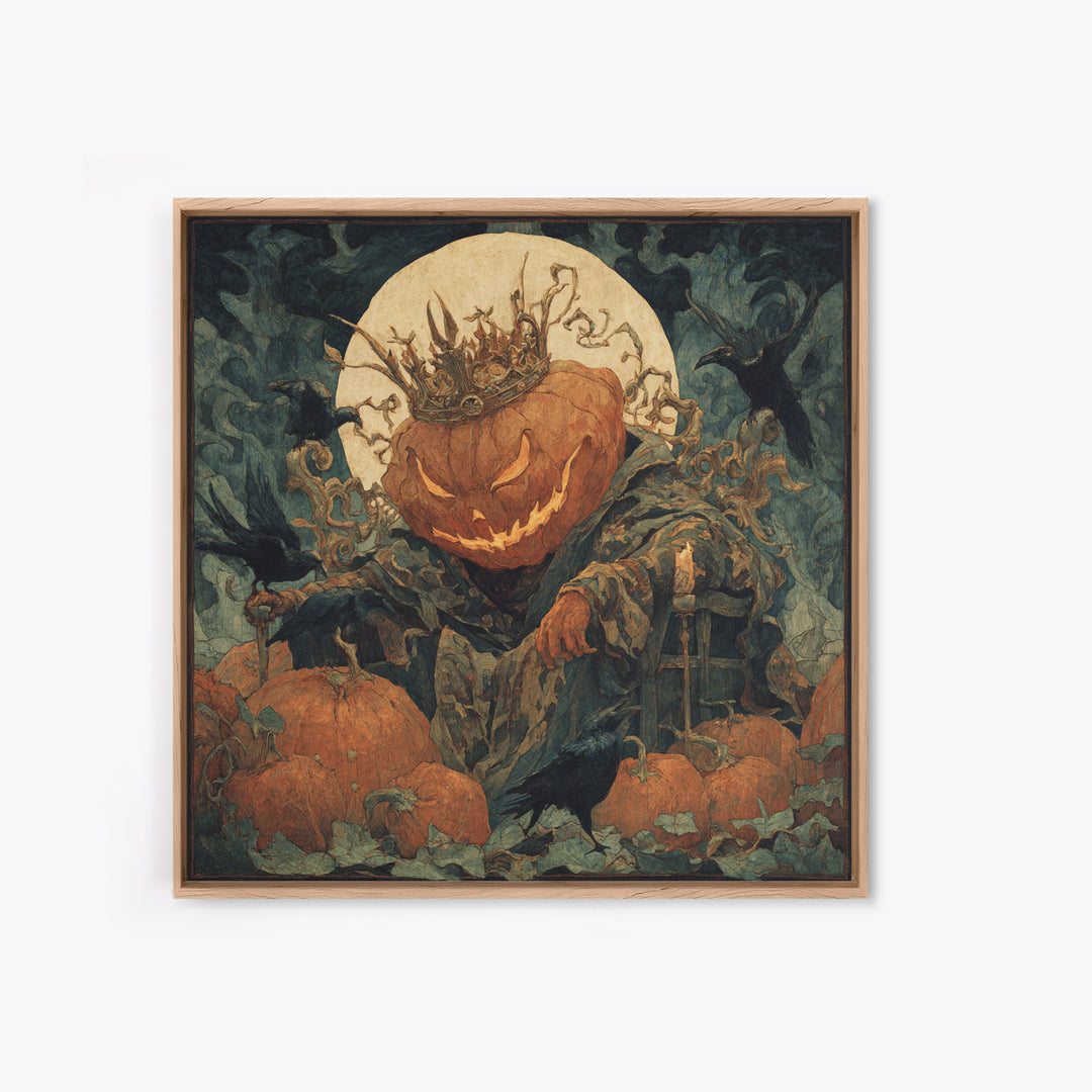 The Jack-O'-Lantern King, Dark Symbolist Art, Square Wall Art, Dark Fantasy Wall Art, Framed Canvas Print, Halloween Wall Art