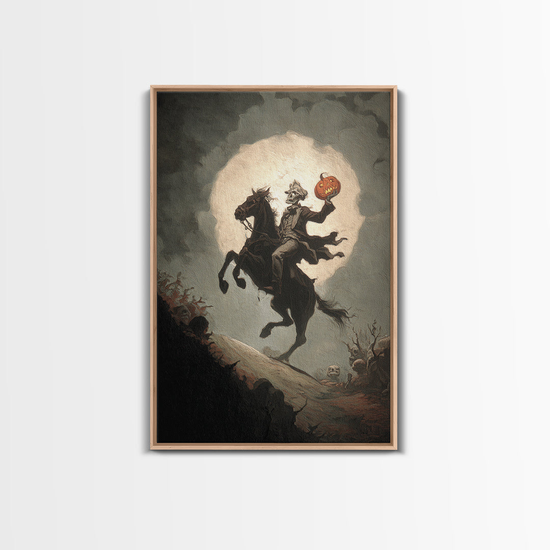 The Headless Horseman, Gothic Nightmare Art, Vertical Wall Art, Dark Halloween Decor, Canvas Print, Halloween Wall Art