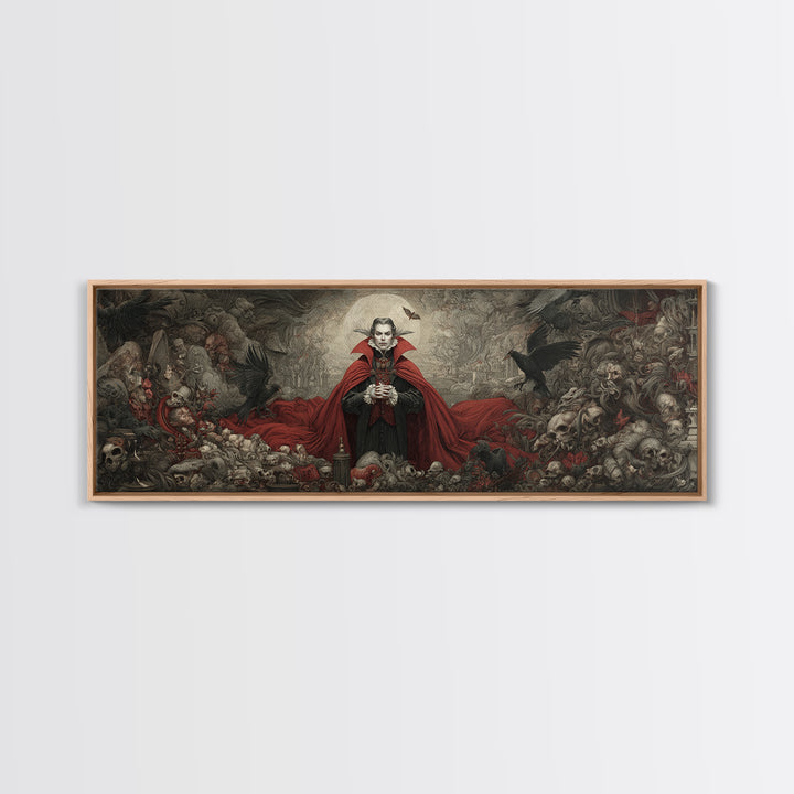 The Crimson Vampire, Medieval Grotesque Art, Extra Wide Wall Art, Gothic Horror Wall Art, Canvas Print, Halloween Wall Art