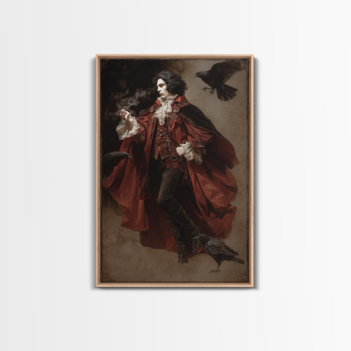 The Crimson Vampire, Danse Macabre Art, Vertical Wall Art, Gothic Horror Wall Art, Framed Canvas Print