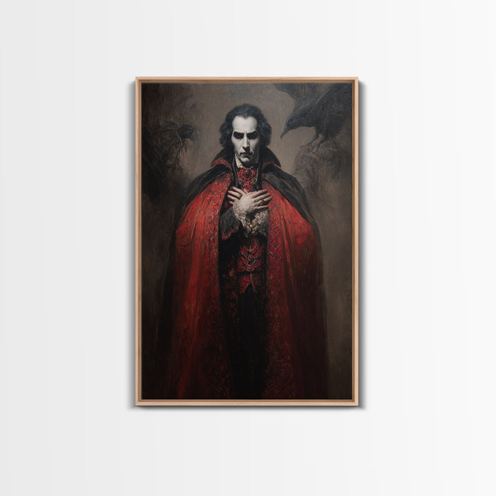 The Crimson Vampire, Dark Romantic Horror Art, Vertical Wall Art, Gothic Horror Wall Art, Canvas Print, Halloween Wall Art