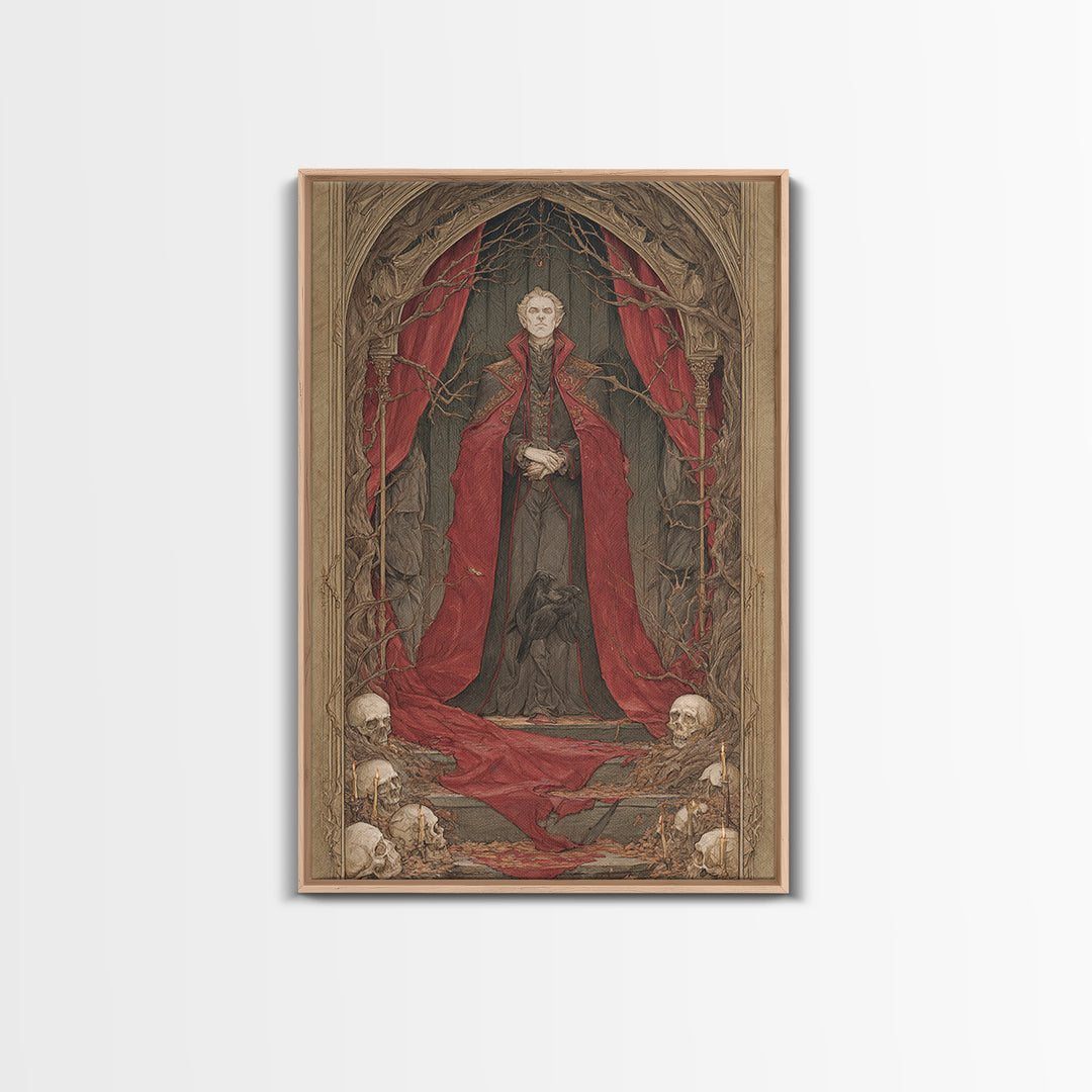 The Crimson Vampire, Decadent Gothic Art, Vertical Wall Art, Dark Fantasy Wall Art, Canvas Print, Halloween Wall Art, Halloween Decor