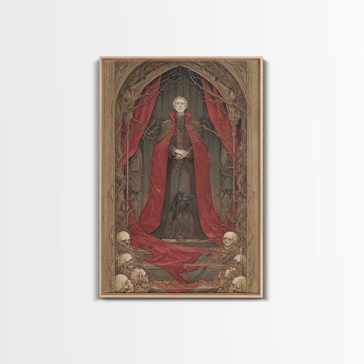The Crimson Vampire, Decadent Gothic Art, Vertical Wall Art, Dark Fantasy Wall Art, Canvas Print, Halloween Wall Art, Halloween Decor
