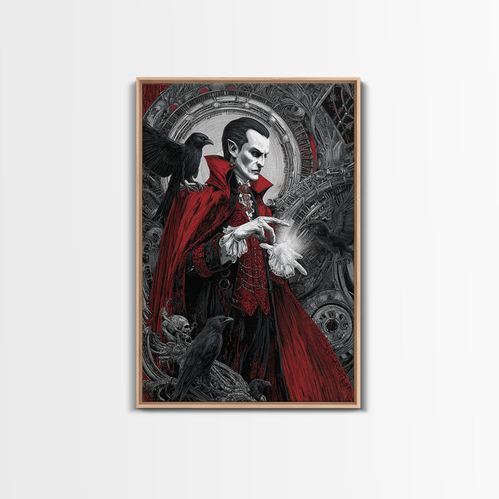 The Crimson Vampire, Biomechanical Horror Art, Vertical Wall Art, Dark Fantasy Wall Art, Canvas Print, Halloween Wall Art, Gothic Home Decor