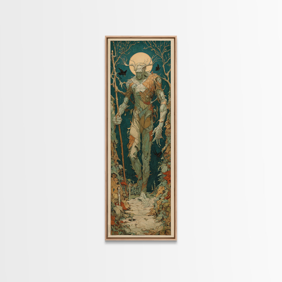 The Stitched Giant, Dark Renaissance Art, Tall Narrow Wall Art, Gothic Horror Wall Art, Framed Canvas Print, Halloween Wall Art
