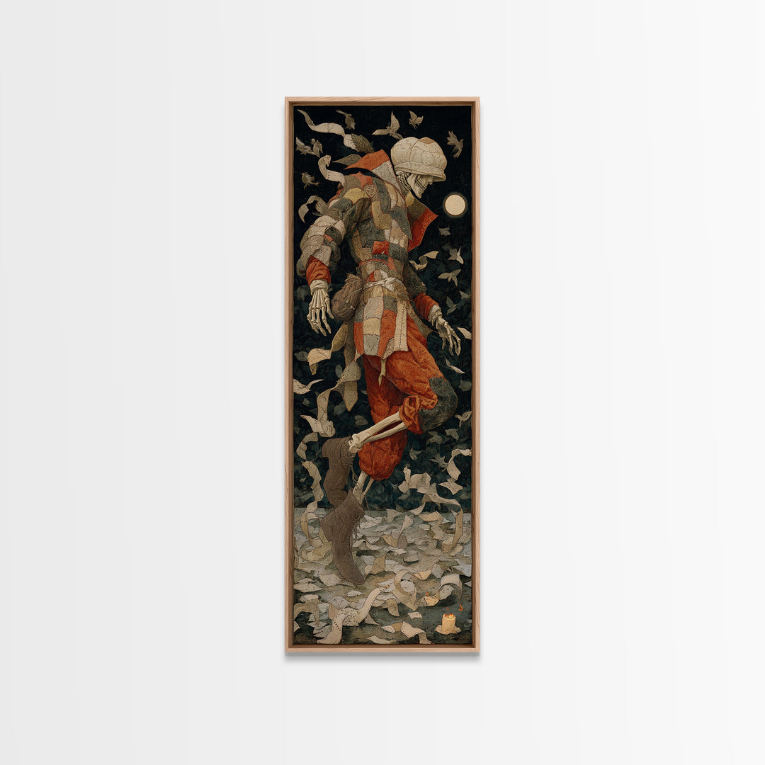 The Stitched Giant, Danse Macabre Art, Tall Narrow Wall Art, Macabre Wall Art, Canvas Print, Halloween Wall Art