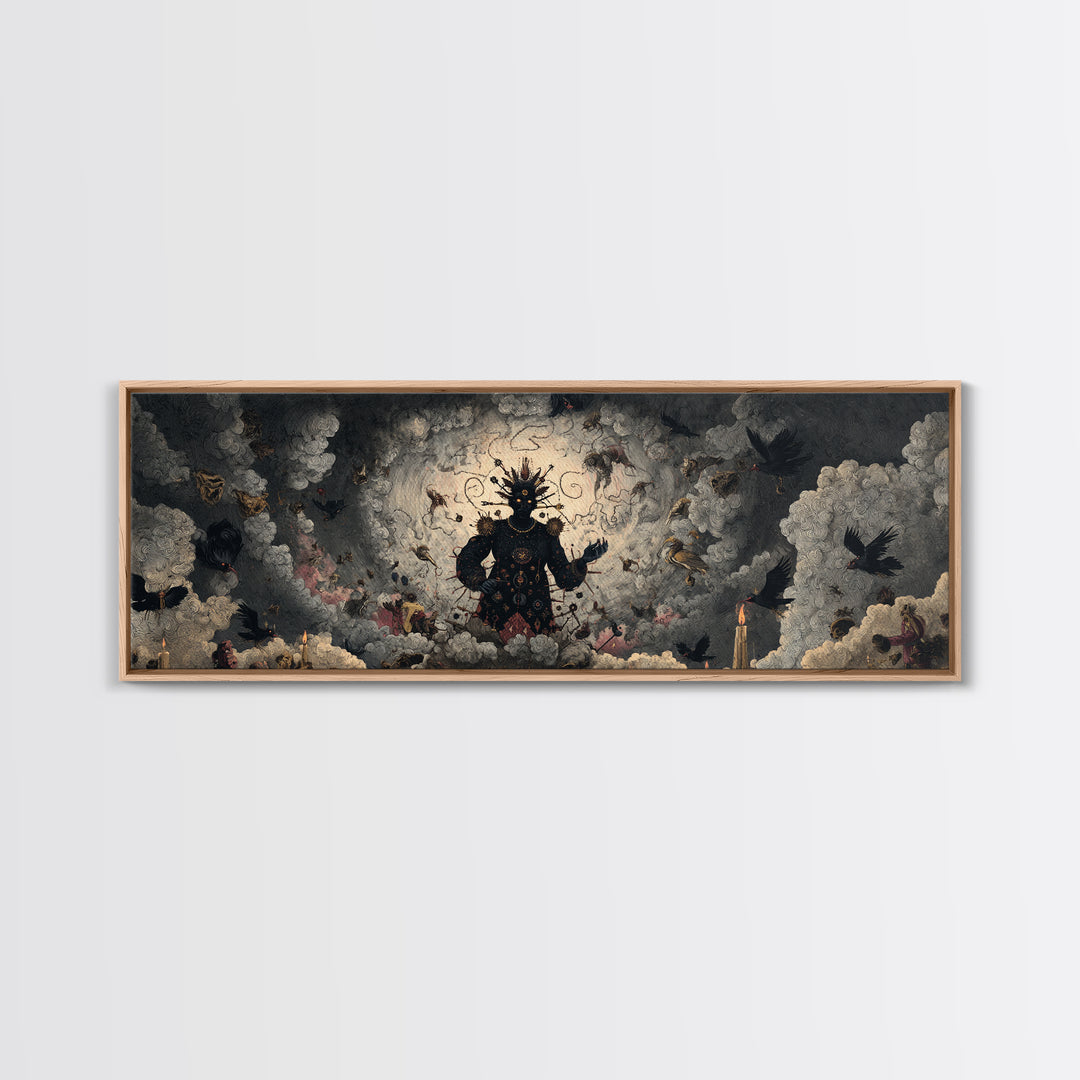 The Stitched Giant, Dark Romantic Horror Art, Extra Wide Wall Art, Dark Halloween Decor, Framed Canvas Print, Halloween Wall Art