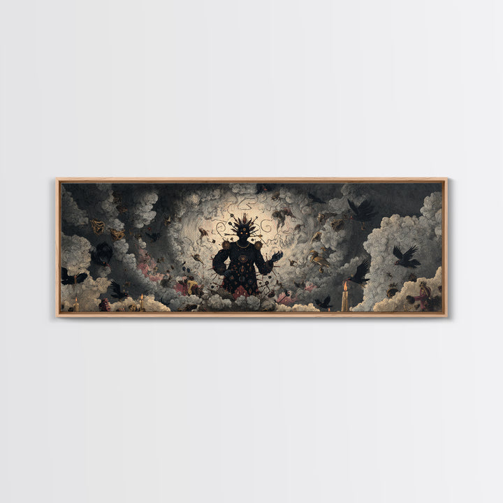 The Stitched Giant, Dark Romantic Horror Art, Extra Wide Wall Art, Dark Halloween Decor, Framed Canvas Print, Halloween Wall Art