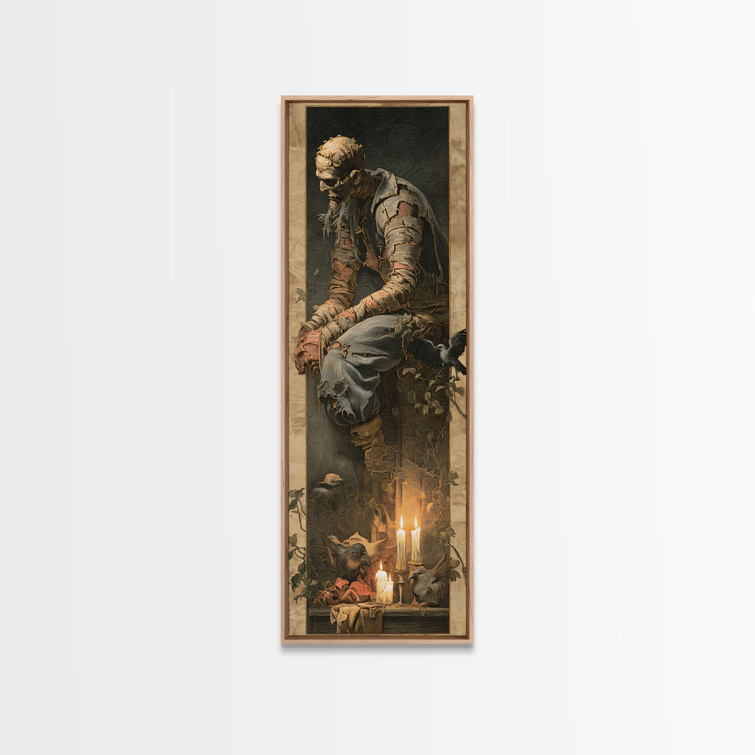 The Stitched Giant, Gothic Nightmare Art, Tall Narrow Wall Art, Gothic Horror Wall Art, Canvas Print, Halloween Wall Art