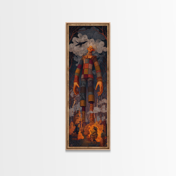 The Stitched Giant, Visionary Gothic Art, Tall Narrow Wall Art, Gothic Horror Wall Art, Canvas Print, Halloween Wall Art