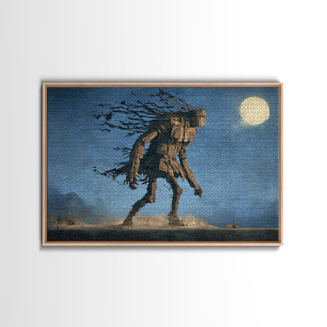 The Stitched Giant, Romantic Gothic Landscape, Landscape Wall Art, Dark Halloween Decor, Canvas Print, Halloween Wall Art