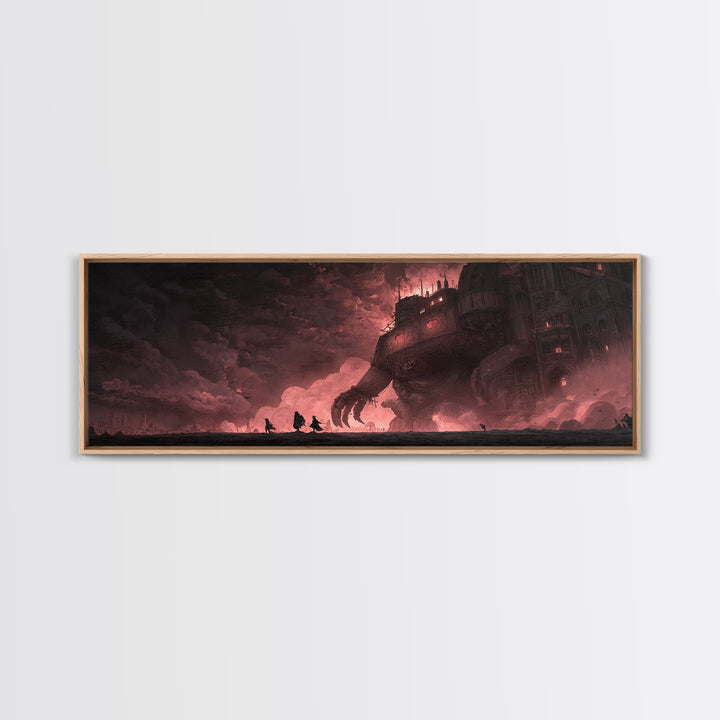 The Stitched Giant, Apocalyptic Romantic Art, Extra Wide Wall Art, Dark Halloween Decor, Framed Canvas Print, Halloween Wall Art