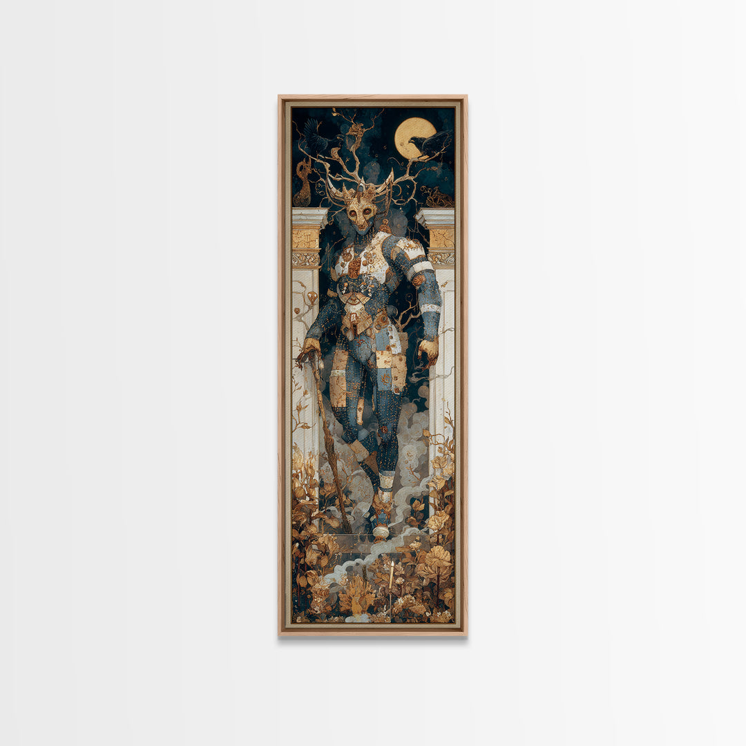 The Stitched Giant, Ornate Symbolist Art, Tall Narrow Wall Art, Gothic Horror Wall Art, Canvas Print, Halloween Wall Art